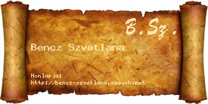 Bencz Szvetlana névjegykártya